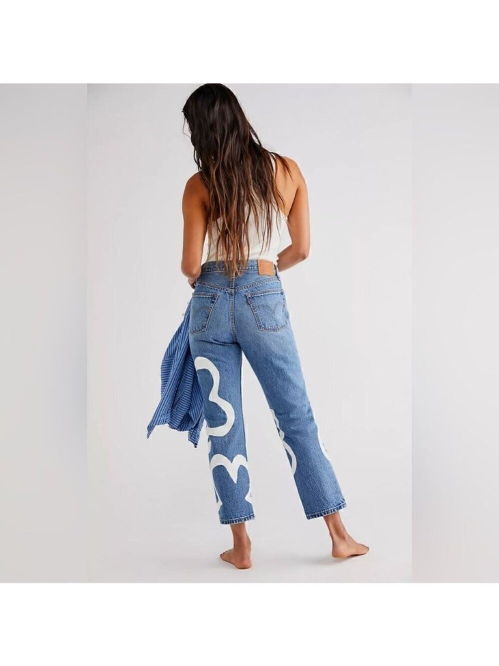 NEW Levi’s 501 Paint by Numbers Premium Jeans Crop Button Fly Womens 24 x 26 - Picture 6 of 10